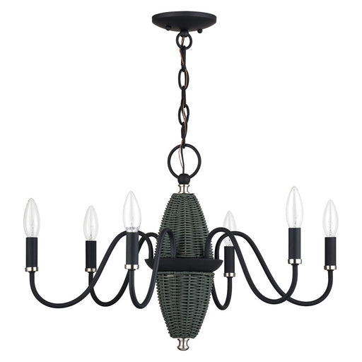 Livex Laurelin 6Lt 24" Chandelier, Black/Nickel/Charred Gray