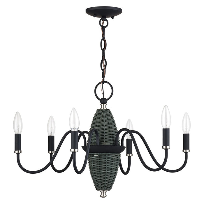 Livex Laurelin 6Lt 24" Chandelier, Black/Nickel/Charred Gray