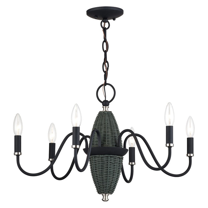 Livex Laurelin 6Lt 24" Chandelier, Black/Nickel/Charred Gray