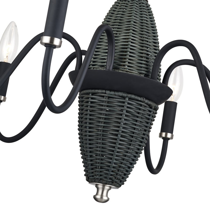 Livex Laurelin 6Lt 24" Chandelier, Black/Nickel/Charred Gray