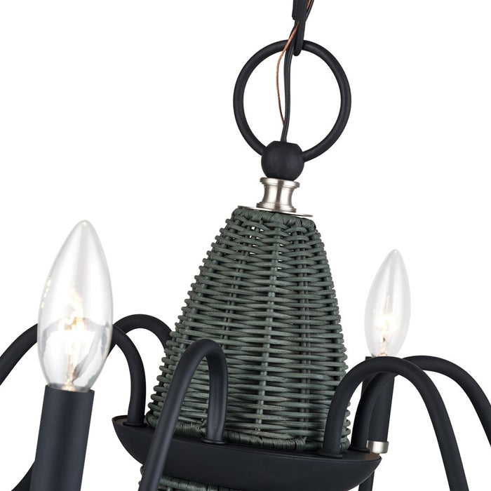 Livex Laurelin 6Lt 24" Chandelier, Black/Nickel/Charred Gray