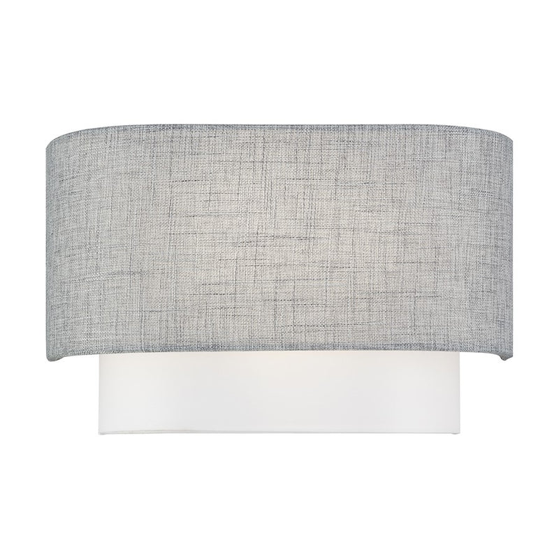 Livex Brookmeade 2Lt ADA Sconce, Nickel/Urban Gray/White/White Fabric - 60012-91
