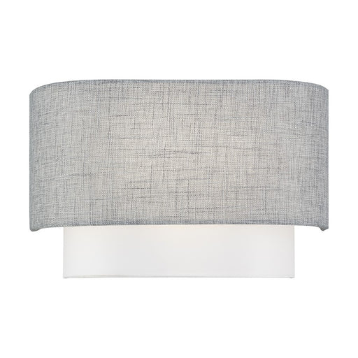 Livex Brookmeade 2Lt ADA Sconce, Nickel/Urban Gray/White/White Fabric - 60012-91