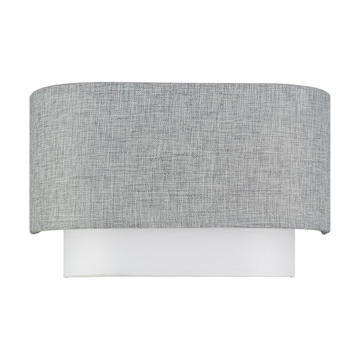 Livex Brookmeade 2Lt ADA Sconce, Nickel/Urban Gray/White/White Fabric