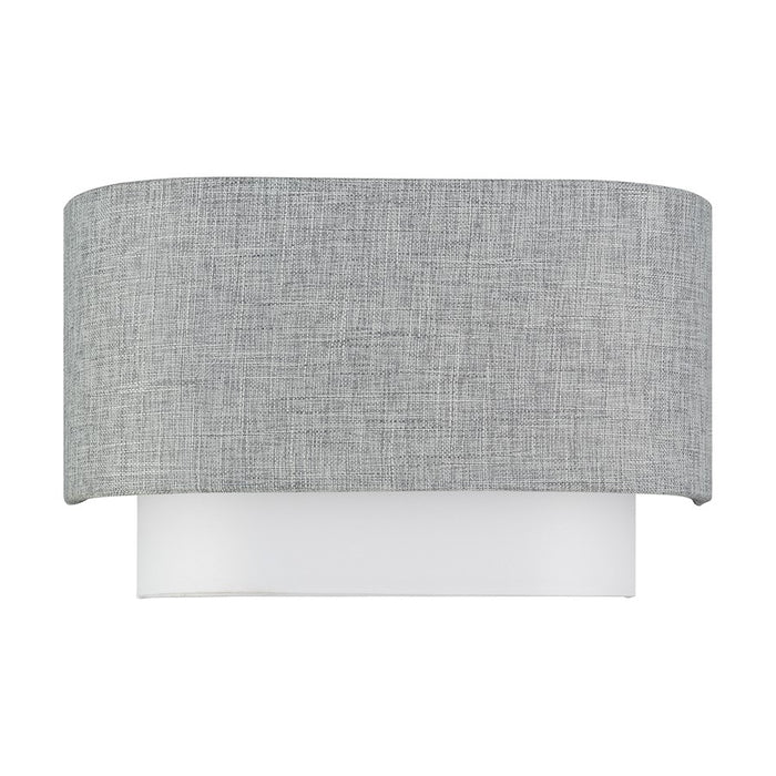 Livex Brookmeade 2Lt ADA Sconce, Nickel/Urban Gray/White/White Fabric