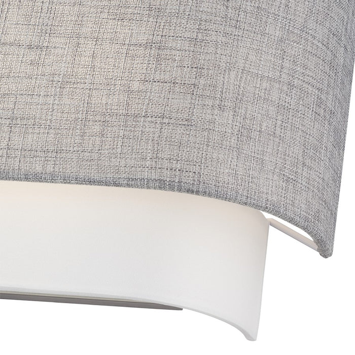 Livex Brookmeade 2Lt ADA Sconce, Nickel/Urban Gray/White/White Fabric