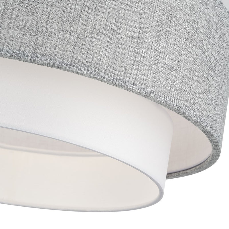 Livex Brookmeade 3Lt Semi-Flush, Nickel/Urban Gray/White Fabric