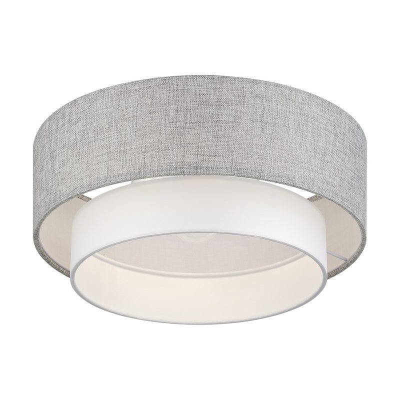 Livex Brookmeade 3Lt Semi-Flush, Nickel/Urban Gray/White/White Fabric