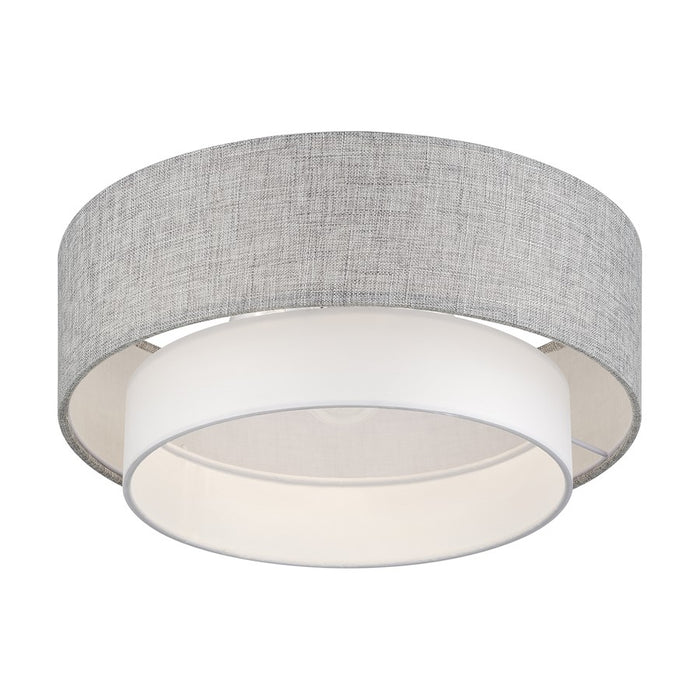 Livex Brookmeade 3Lt Semi-Flush, Nickel/Urban Gray/White/White Fabric
