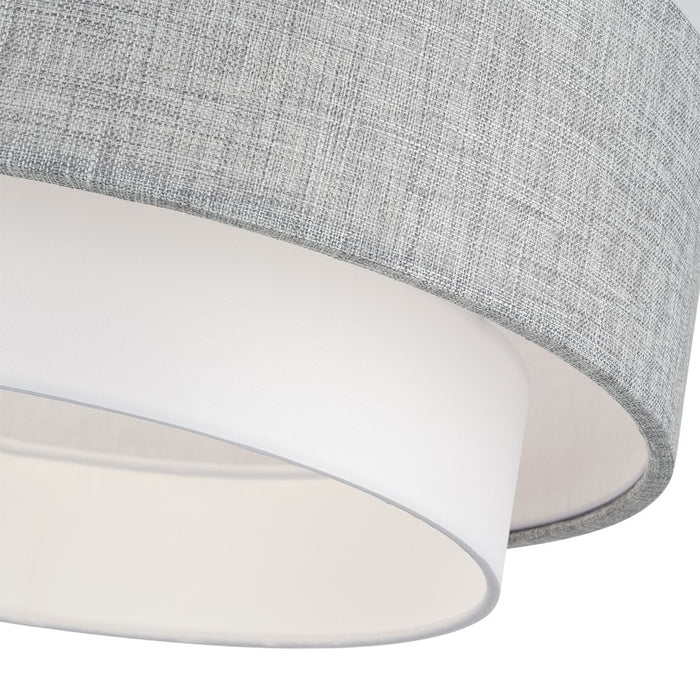 Livex Brookmeade 3Lt Semi-Flush, Nickel/Urban Gray/White/White Fabric