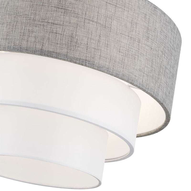 Livex Brookmeade 3Lt Pendant Chandelier, Nickel/Gray/White Fabric