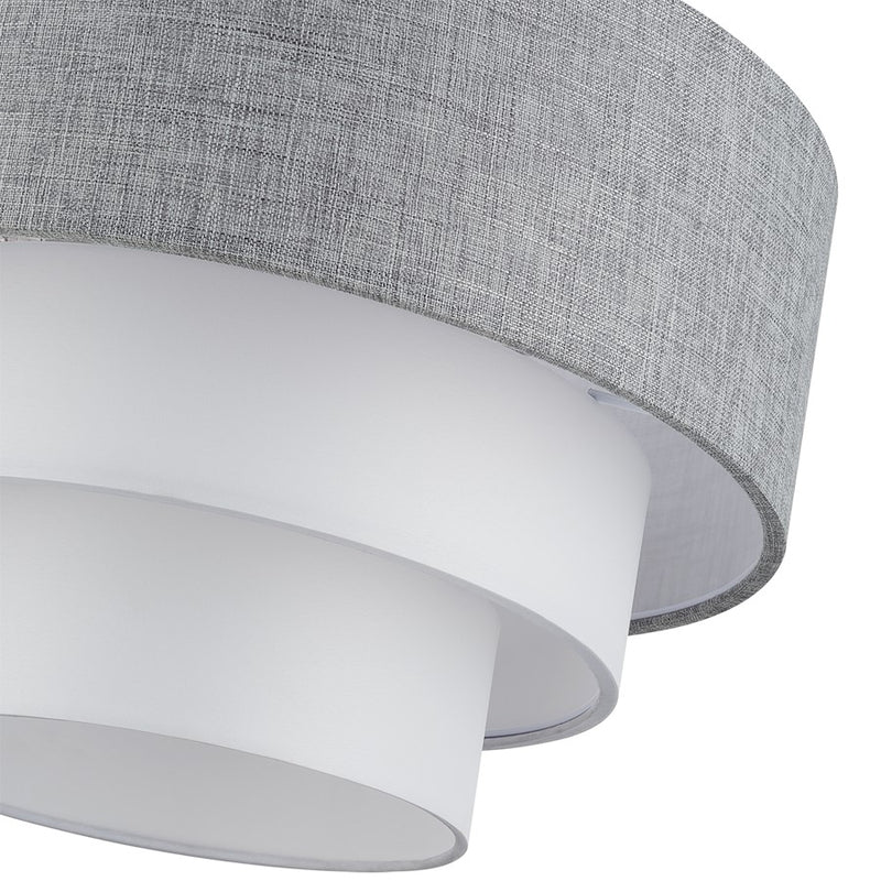 Livex Brookmeade 3Lt Pendant Chandelier, Nickel/Gray/White Fabric