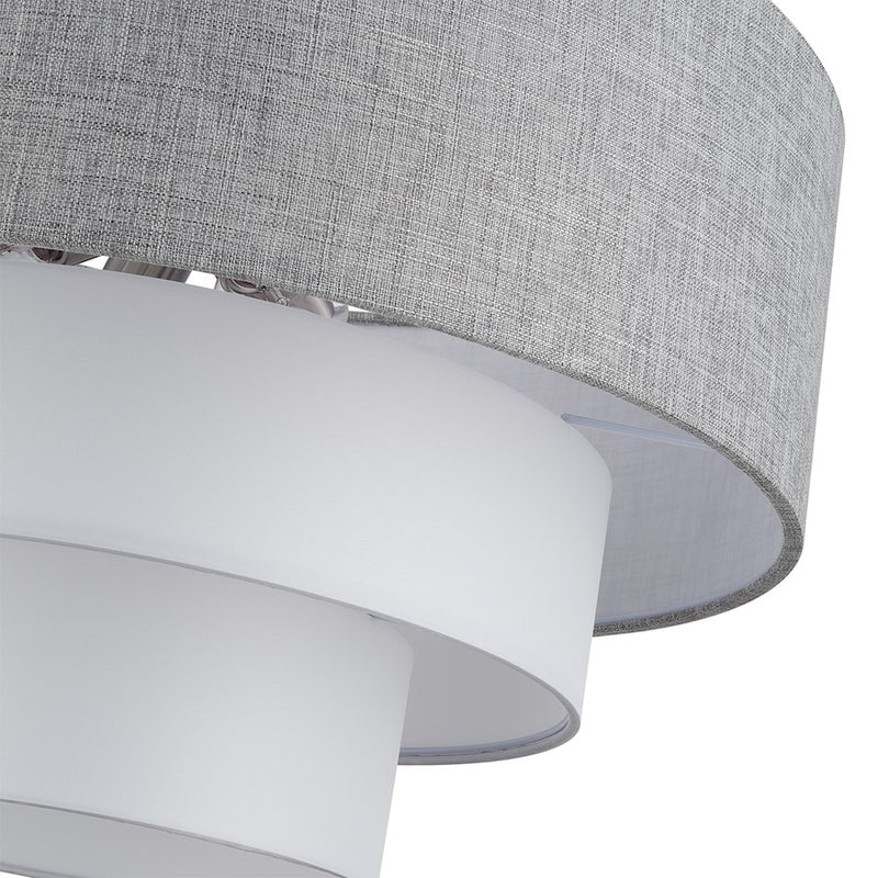 Livex Brookmeade 4Lt Pendant Chandelier, Nickel/Gray/White Fabric
