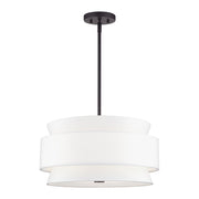 Livex Fontana 4Lt Pendant Chandelier, Bronze/White/White Fabric - 60023-07