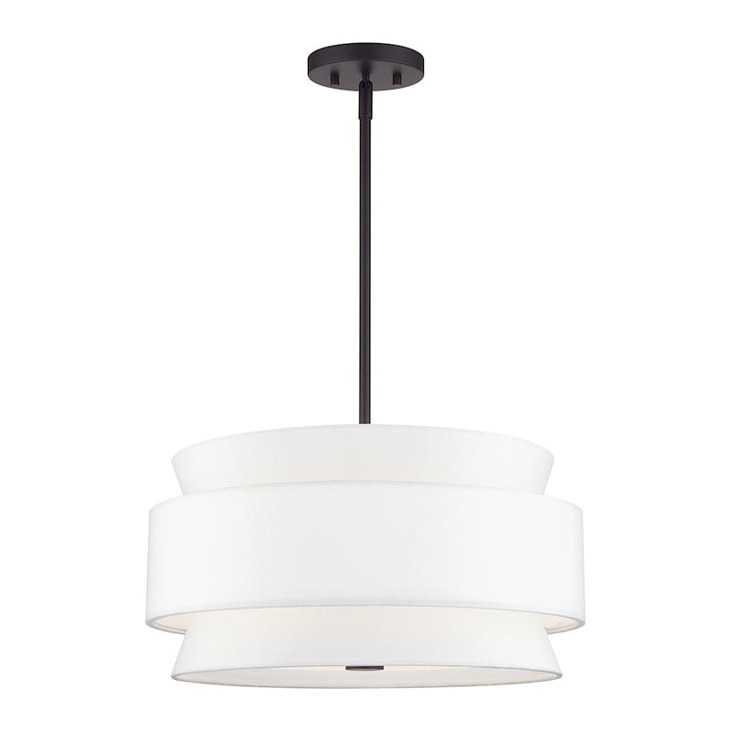 Livex Fontana 4Lt Pendant Chandelier, Bronze/White/White Fabric - 60023-07