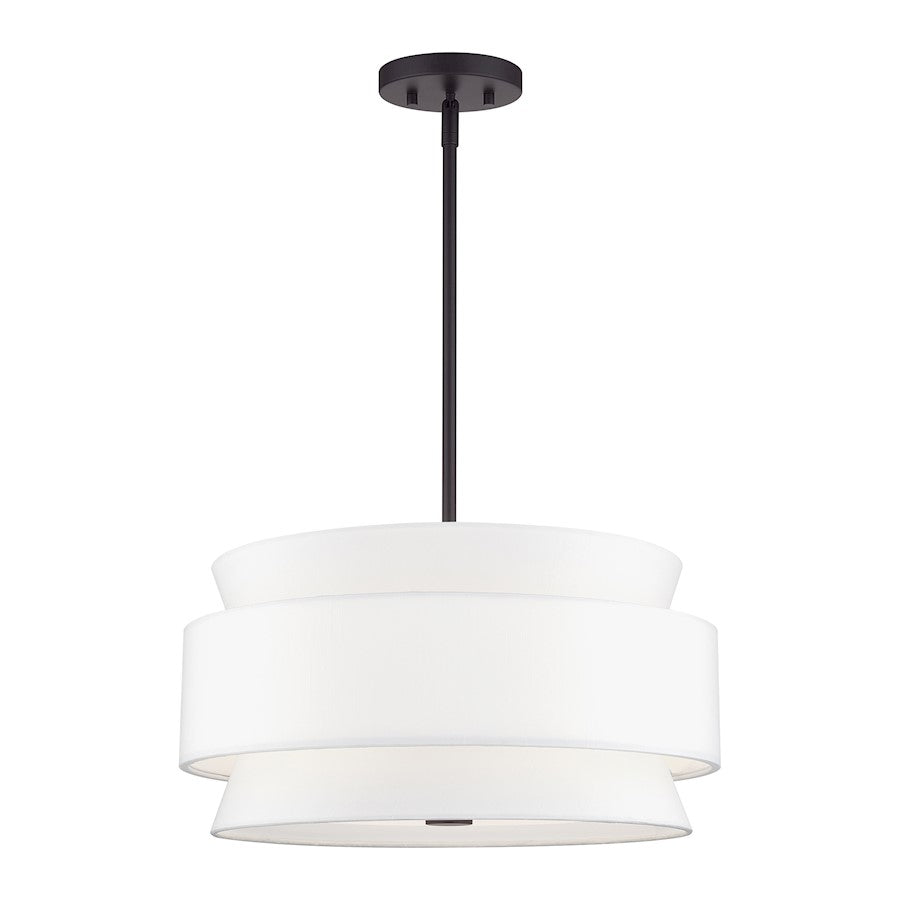 Livex Fontana 4Lt Pendant Chandelier, Bronze/White/White Fabric - 60023-07