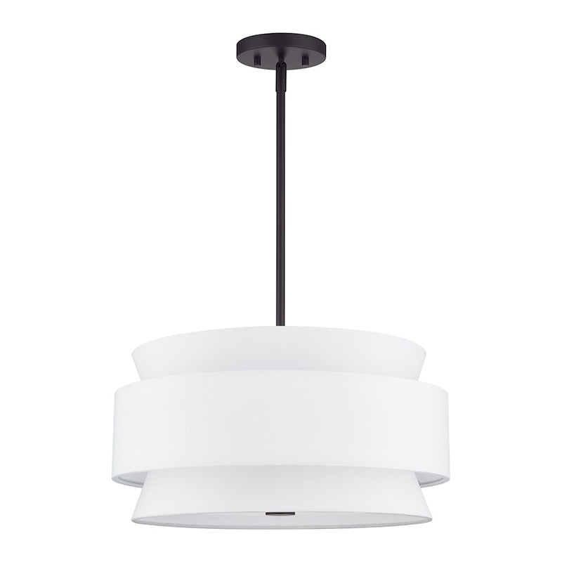 Livex Fontana 4Lt Pendant Chandelier, Bronze/White/White Fabric