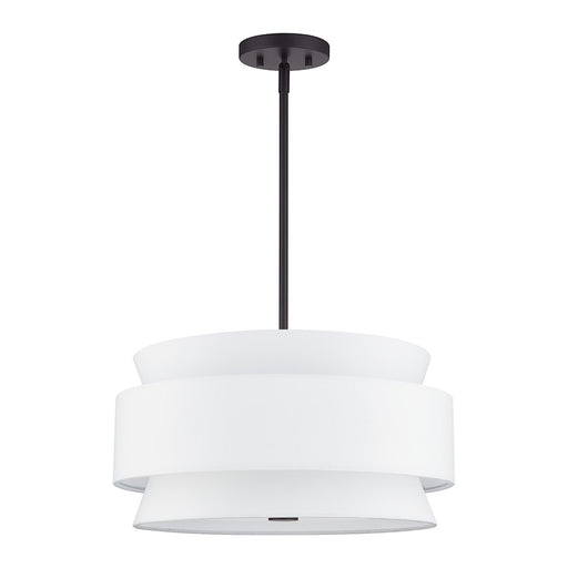 Livex Fontana 4Lt Pendant Chandelier, Bronze/White/White Fabric