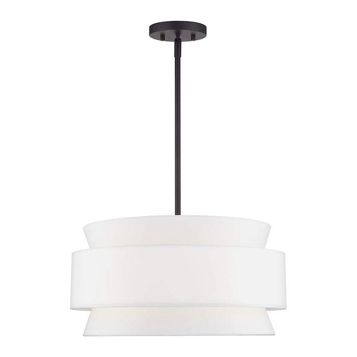 Livex Fontana 4Lt Pendant Chandelier, Bronze/White/White Fabric