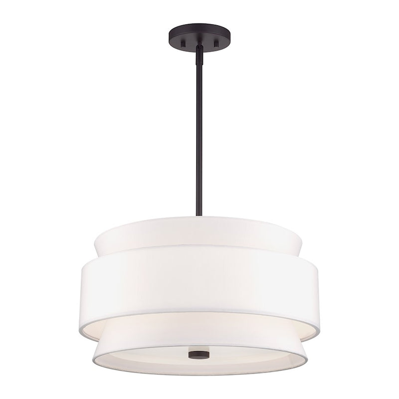 Livex Fontana 4Lt Pendant Chandelier, Bronze/White/White Fabric