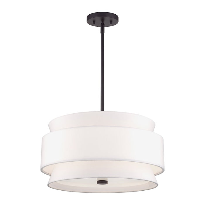 Livex Fontana 4Lt Pendant Chandelier, Bronze/White/White Fabric