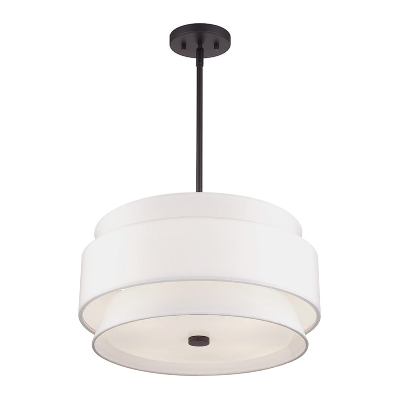 Livex Fontana 4Lt Pendant Chandelier, Bronze/White/White Fabric