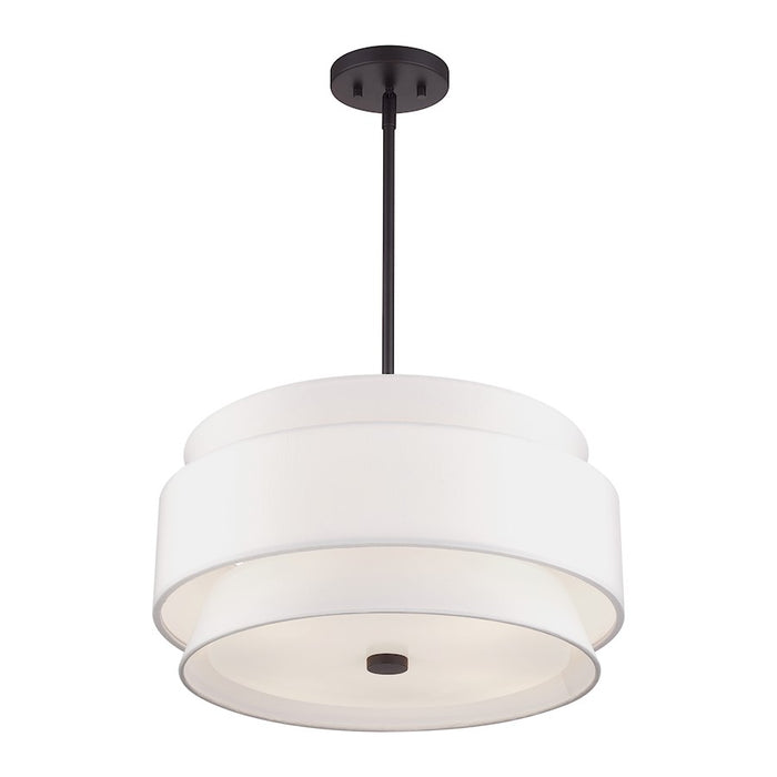 Livex Fontana 4Lt Pendant Chandelier, Bronze/White/White Fabric