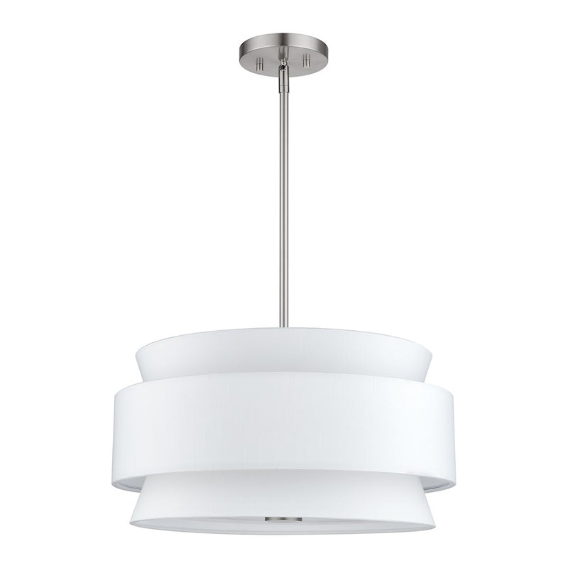 Livex Fontana 4Lt Pendant Chandelier, Nickel/White/White Fabric