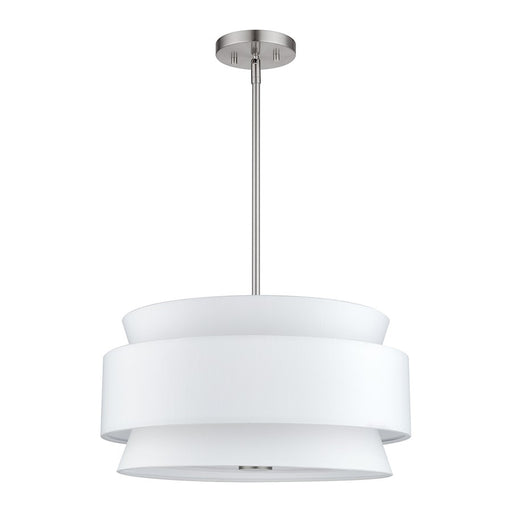 Livex Fontana 4Lt Pendant Chandelier, Nickel/White/White Fabric