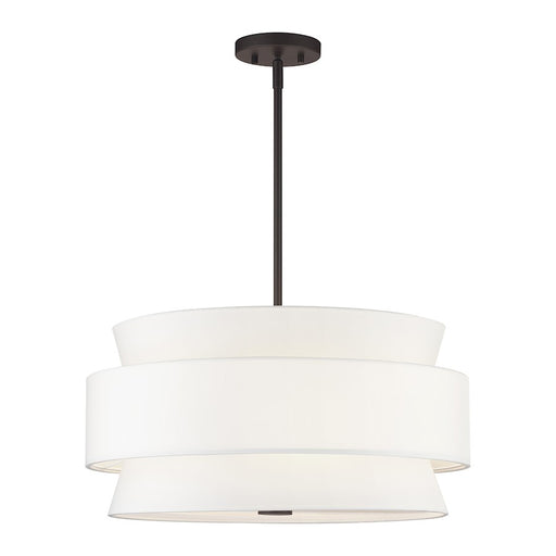 Livex Fontana 5Lt Pendant Chandelier, Bronze/White/White Fabric - 60025-07