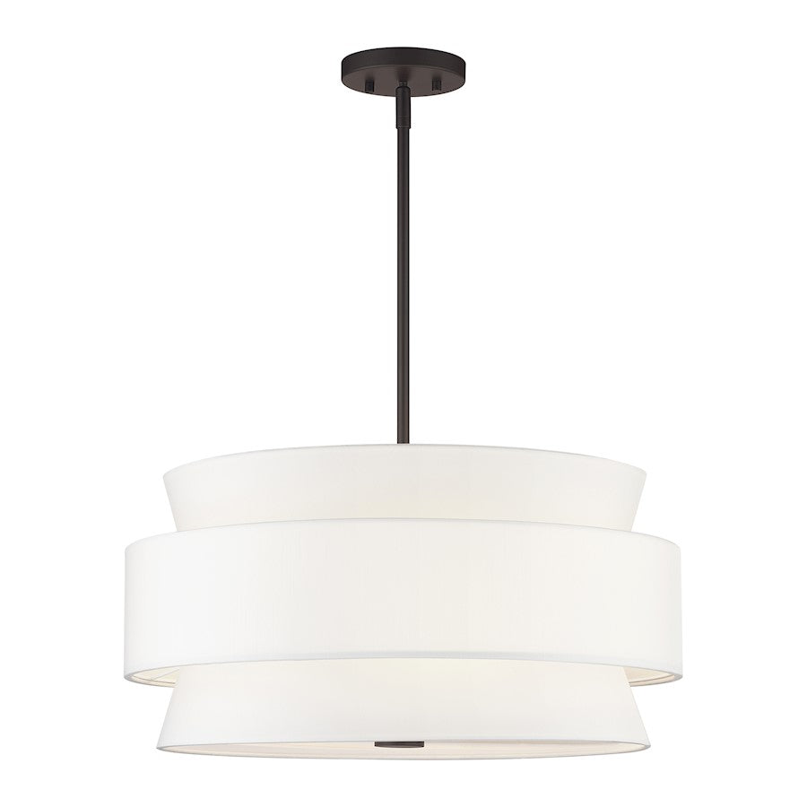 Livex Fontana 5Lt Pendant Chandelier, Bronze/White/White Fabric - 60025-07