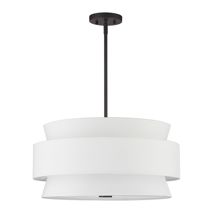 Livex Fontana 5Lt Pendant Chandelier, Bronze/White/White Fabric