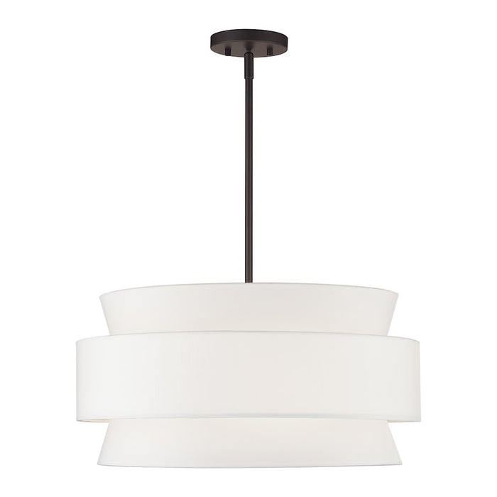Livex Fontana 5Lt Pendant Chandelier, Bronze/White/White Fabric