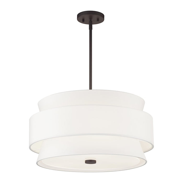 Livex Fontana 5Lt Pendant Chandelier, Bronze/White/White Fabric