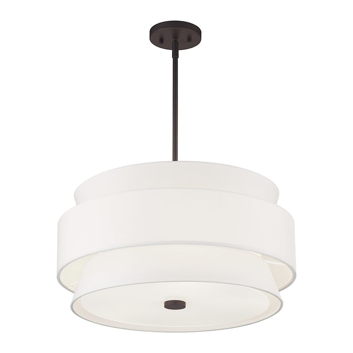 Livex Fontana 5Lt Pendant Chandelier, Bronze/White/White Fabric