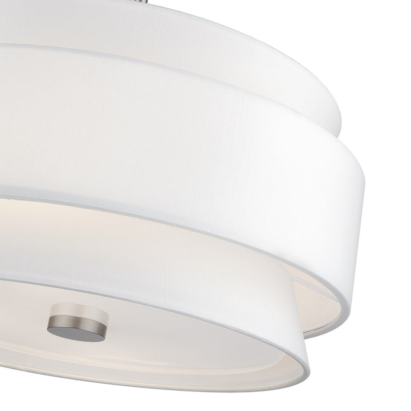 Livex Fontana 5Lt Pendant Chandelier, Nickel/White/White Fabric