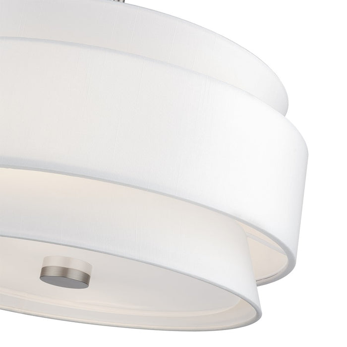 Livex Fontana 5Lt Pendant Chandelier, Nickel/White/White Fabric
