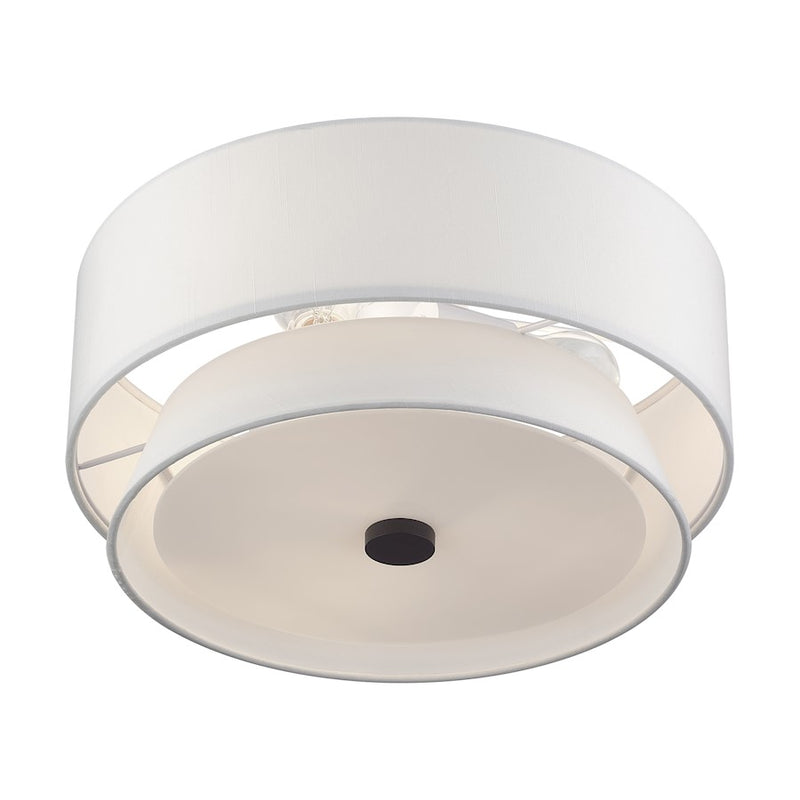 Livex Fontana 3Lt Semi-Flush, Bronze/White/White Fabric