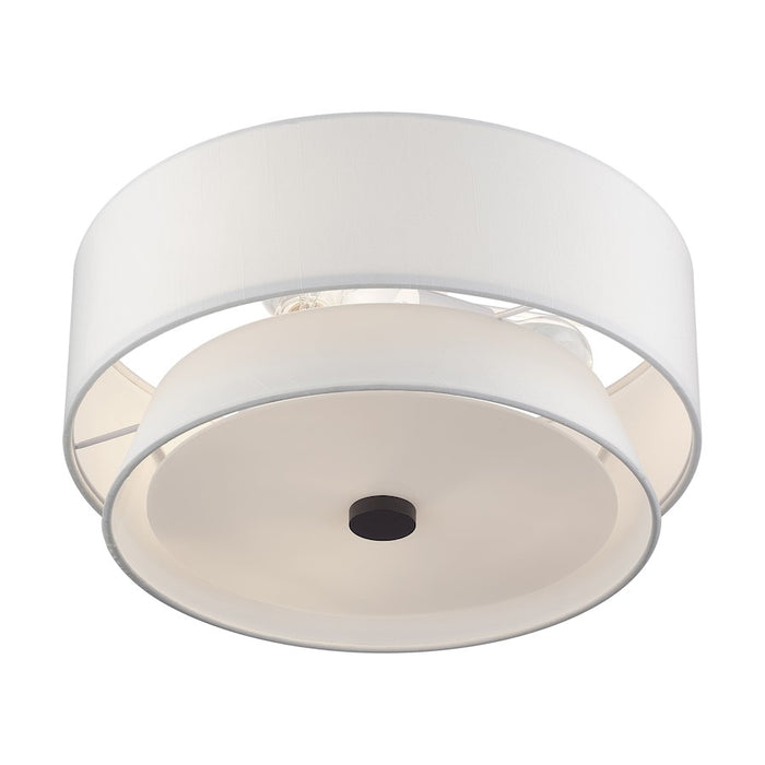 Livex Fontana 3Lt Semi-Flush, Bronze/White/White Fabric