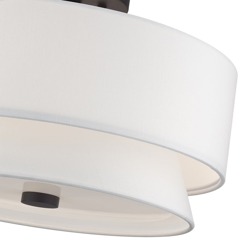 Livex Fontana 3Lt Semi-Flush, Bronze/White/White Fabric