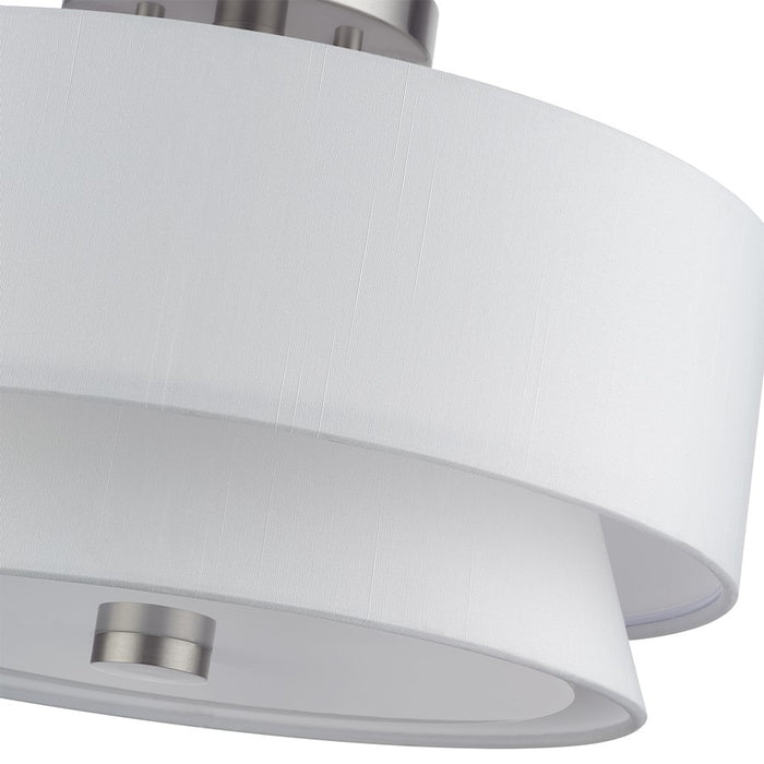 Livex Fontana 3Lt Semi-Flush, Brushed Nickel/White/White Fabric
