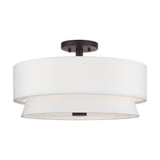 Livex Fontana 4Lt Semi-Flush, Bronze/White/White Fabric - 60027-07