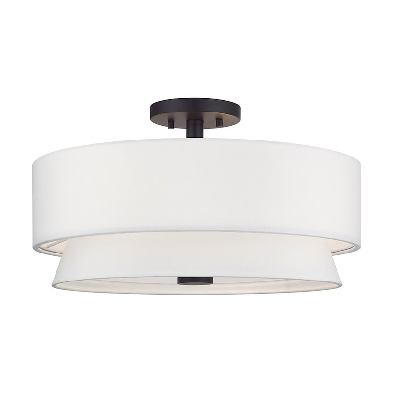 Livex Fontana 4Lt Semi-Flush, Bronze/White/White Fabric - 60027-07