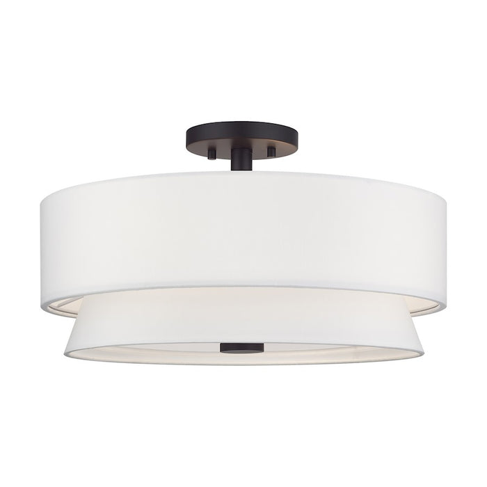 Livex Fontana 4Lt Semi-Flush, Bronze/White/White Fabric - 60027-07
