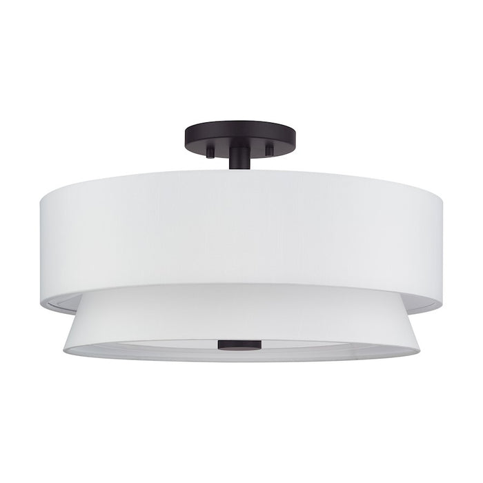 Livex Fontana 4Lt Semi-Flush, Bronze/White/White Fabric