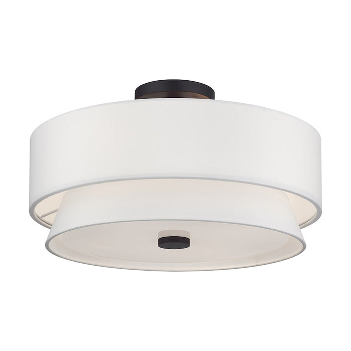 Livex Fontana 4Lt Semi-Flush, Bronze/White/White Fabric