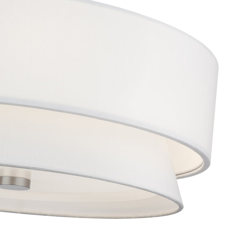 Livex Fontana 4Lt Semi-Flush, Brushed Nickel/White/White Fabric