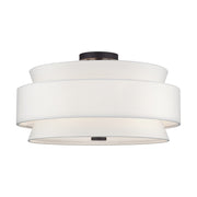 Livex Fontana 5Lt Semi-Flush, Bronze/White/White Fabric - 60028-07