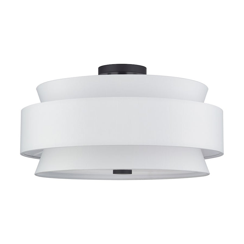 Livex Fontana 5Lt Semi-Flush, Bronze/White/White Fabric