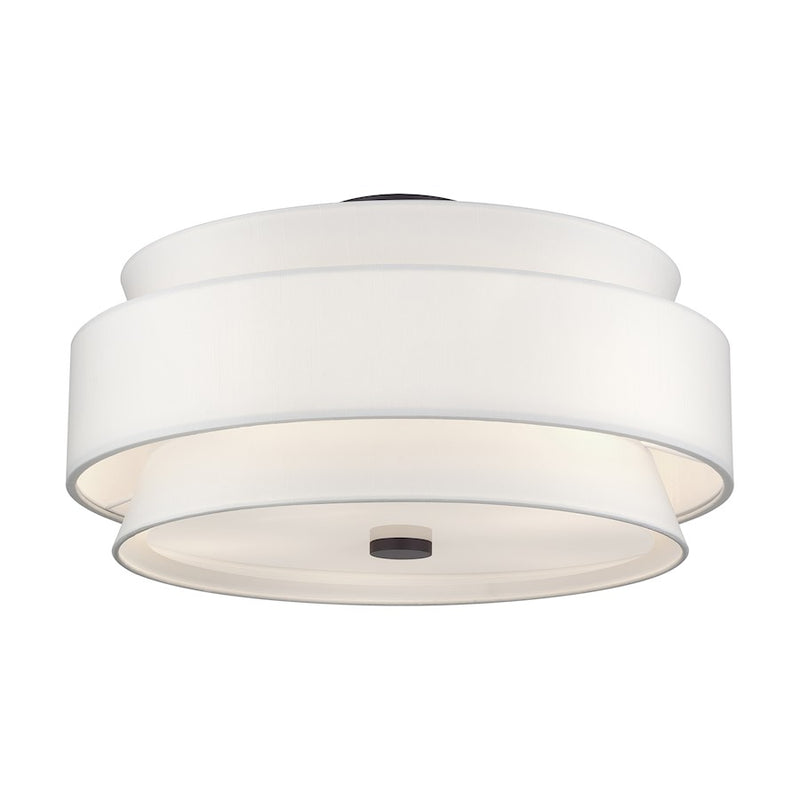 Livex Fontana 5Lt Semi-Flush, Bronze/White/White Fabric